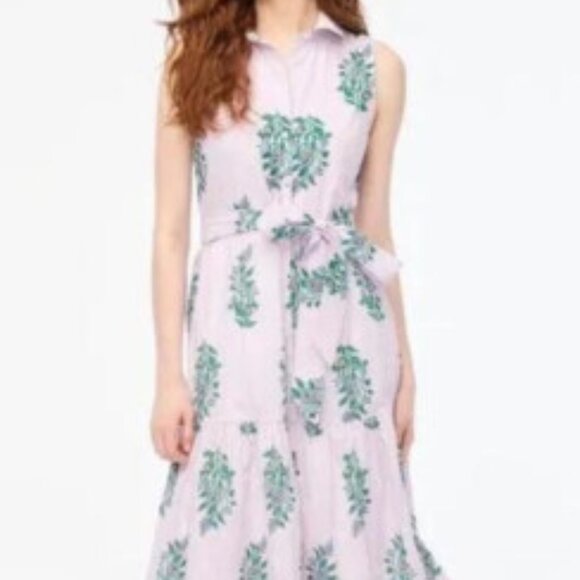 J Crew Floral Striped Collard Dried Lavender Button Down Sleeveless 2 Pocket 14 - Picture 1 of 15